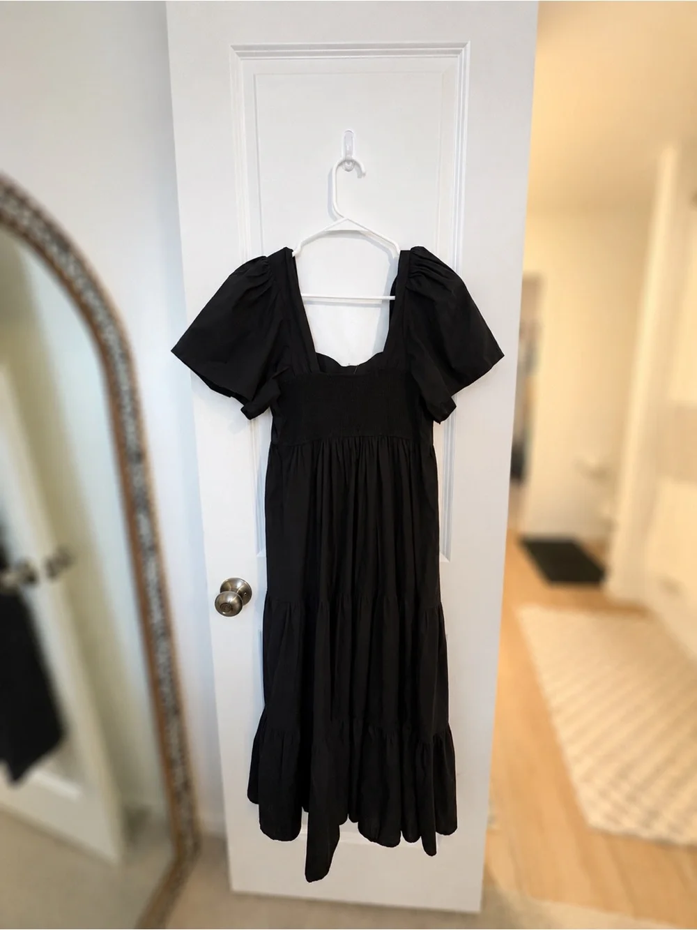 Abercrombie & Fitch Black Square-Neck Tiered Dress